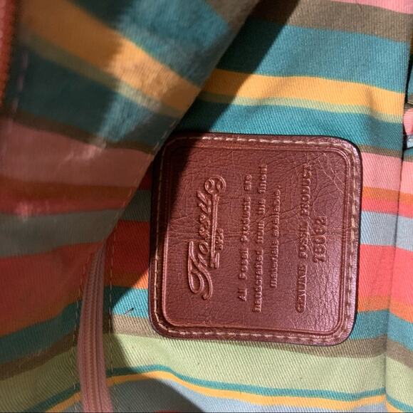 Fossil Woven Bag Handbag Tan Brown Classic - Picture 9 of 9